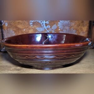 Vintage Marcrest Ovenproof Stoneware Divided Serving Baking Dish Brown Daisy Dot